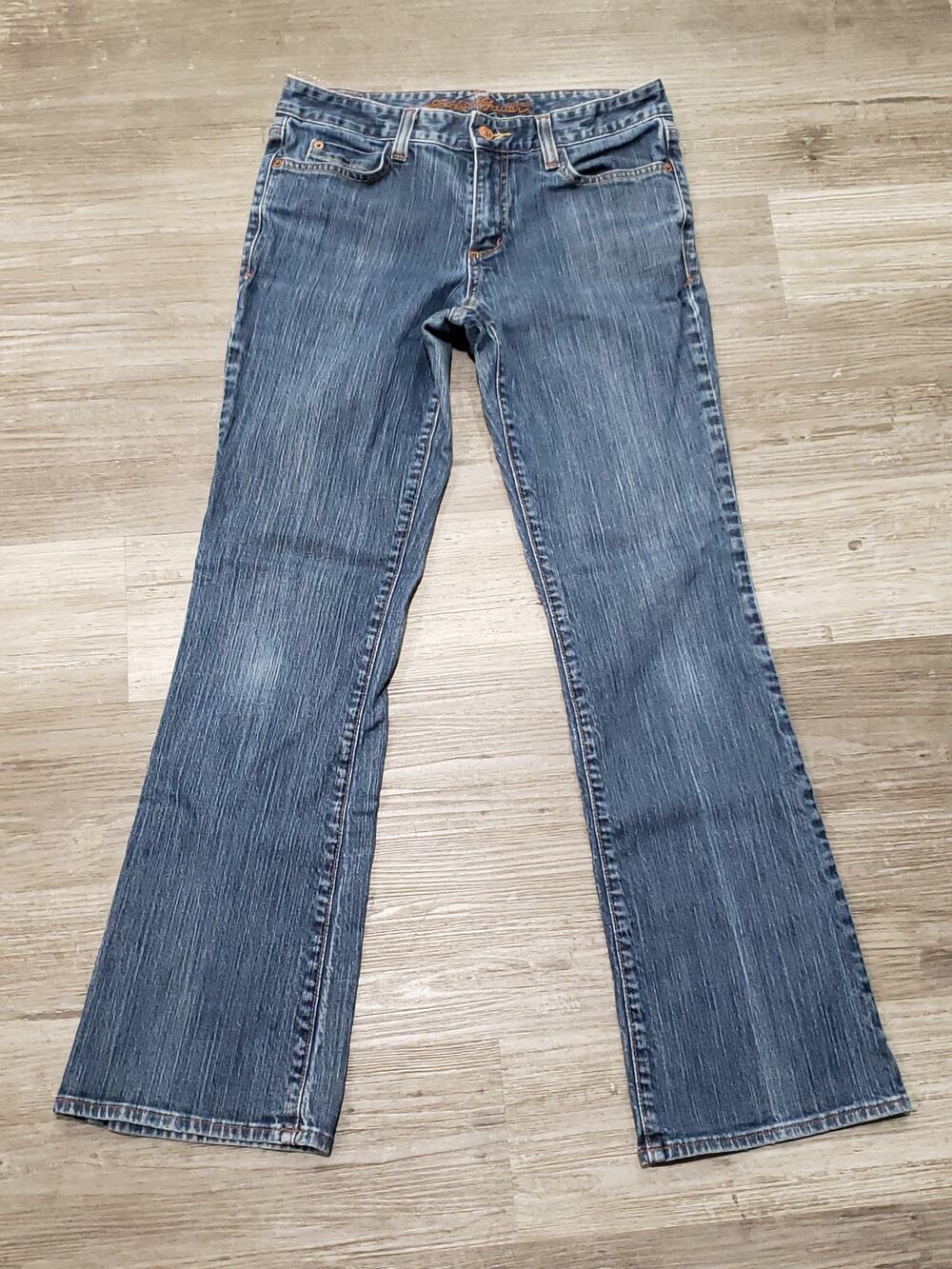 Eddie Bauer Specially Died Dark Blue Denim Boot Cut Jeans Pants Size 4